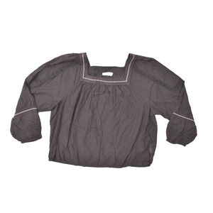 Lucky Brand Women's Purple Peasant Blouse Top Plus Size XXL W/Embroidery Viscose